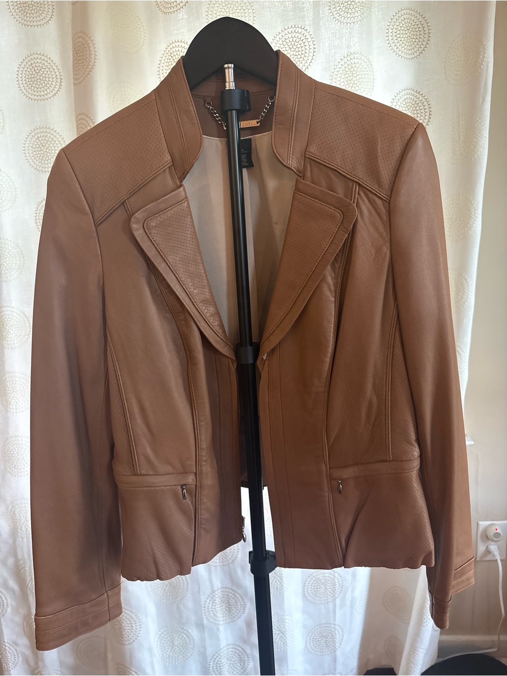 White House Black Market Women's Leather Jacket in Brown